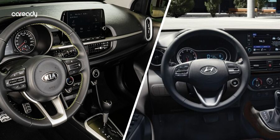 So sánh xe Kia Morning và Hyundai Grand i10 về thiết kế nội thất
