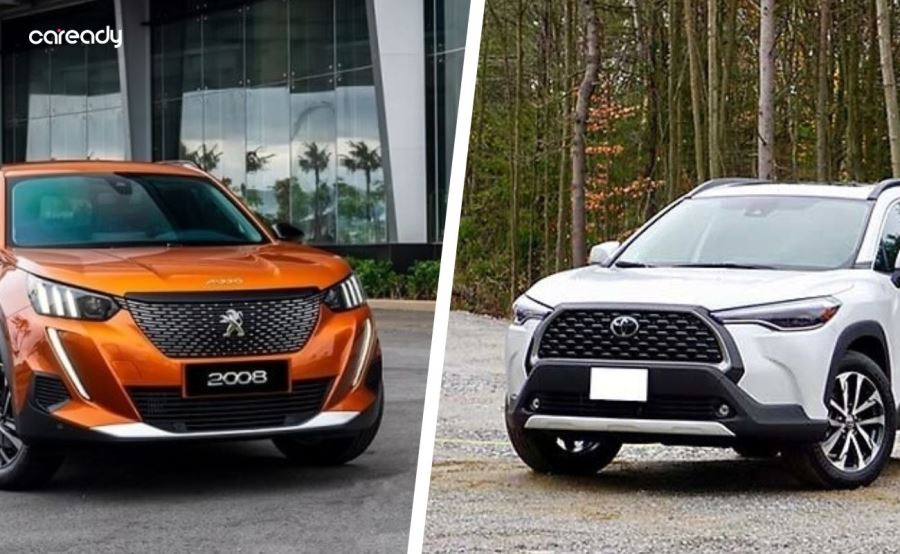 So sánh xe Peugeot 2008 và Toyota Corolla Cross về thiết kế đầu xe