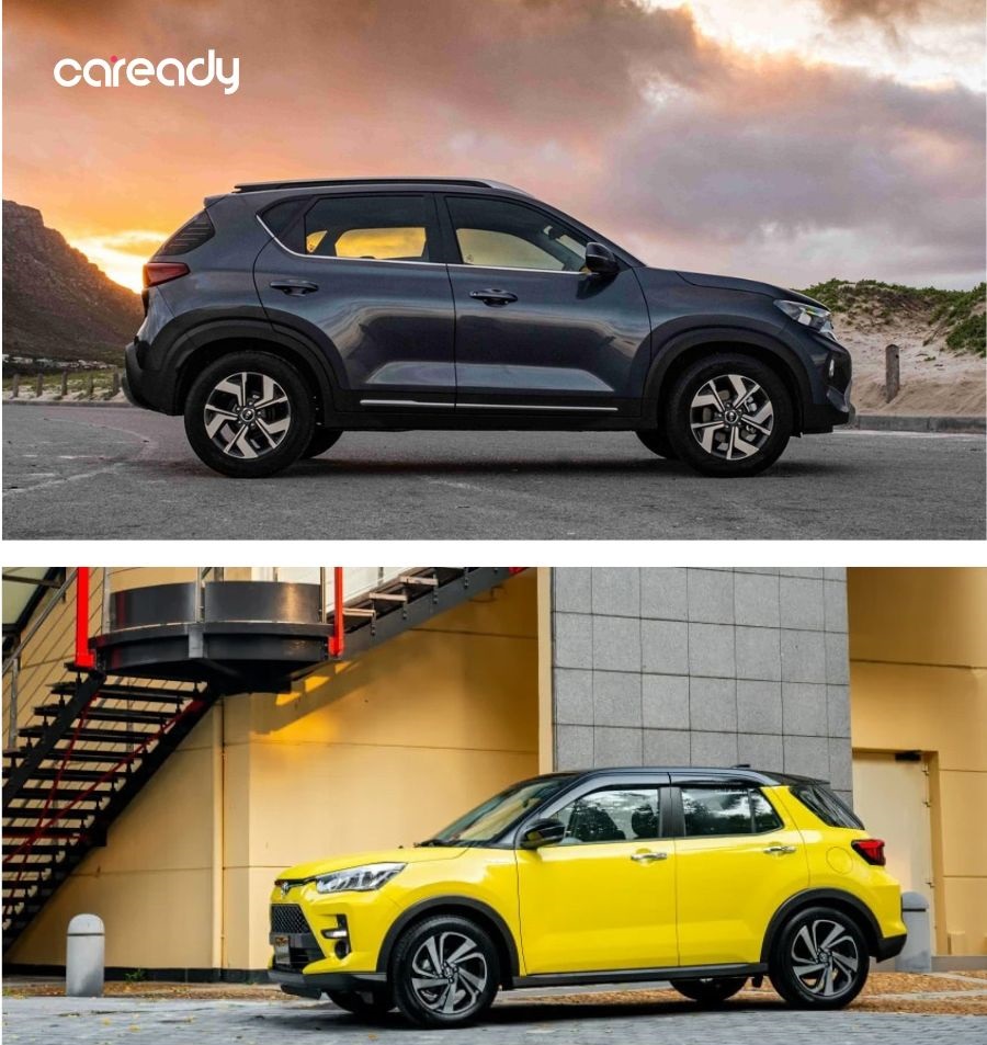 Thiết kế thân xe Kia Sonet và Toyota Raize có nhiều điểm tương đồng