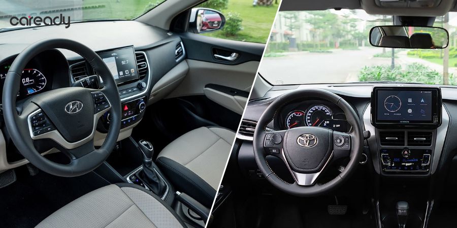 Thiết kế khoang lái của Accent và Vios hướng đến sự đơn giản, thân thiện với người dùng