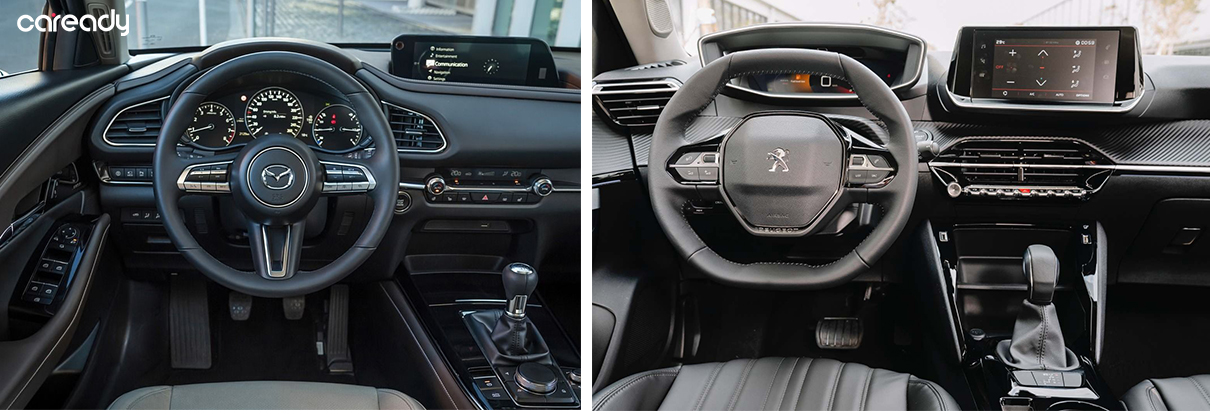 So sánh thiết kế bảng điều khiển Mazda CX-30 và Peugeot 2008