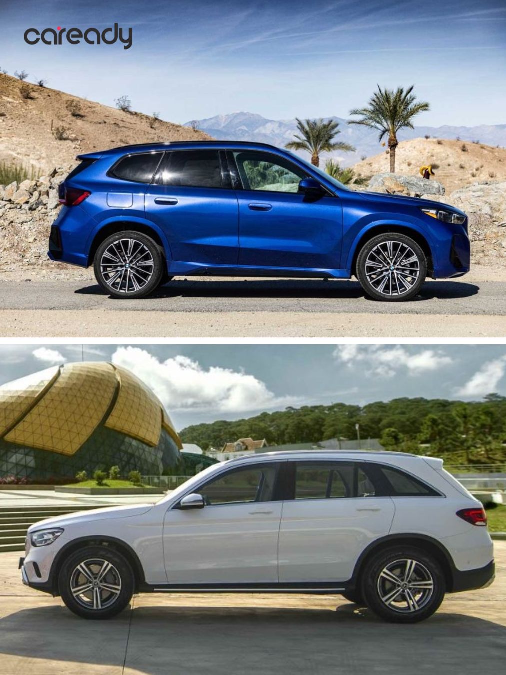 So sánh thiết kế thân xe BMW X1 và Mercedes GLC 200