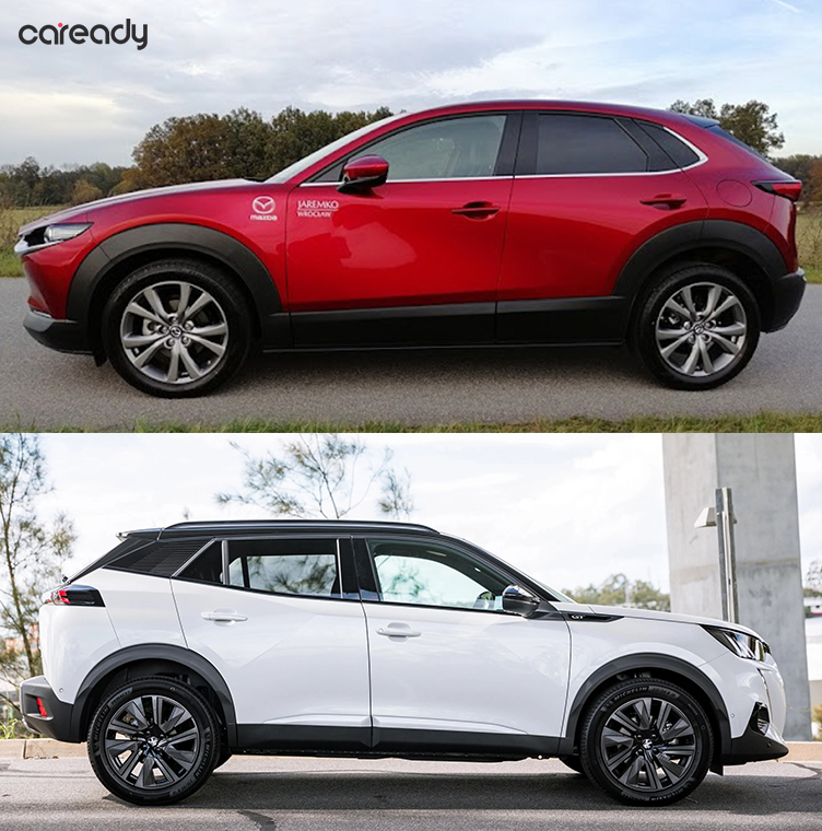 So sánh thiết kế thân xe Mazda CX-30 và Peugeot 2008