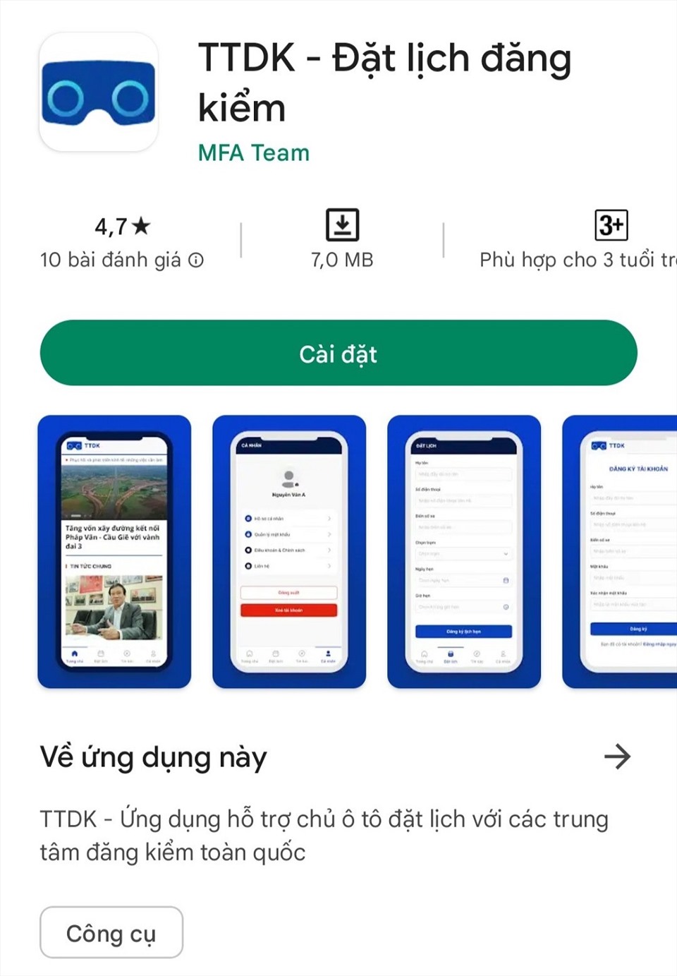 đăng ký tài khoản app ttdk