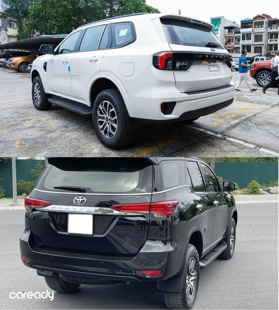 So sánh thiết kế đuôi xe Everest và Fortuner