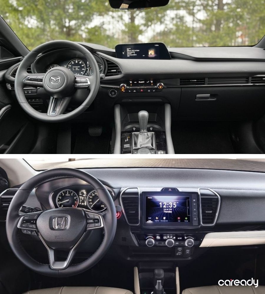 So sánh thiết kế khoang lái Mazda 3 sedan và Honda City