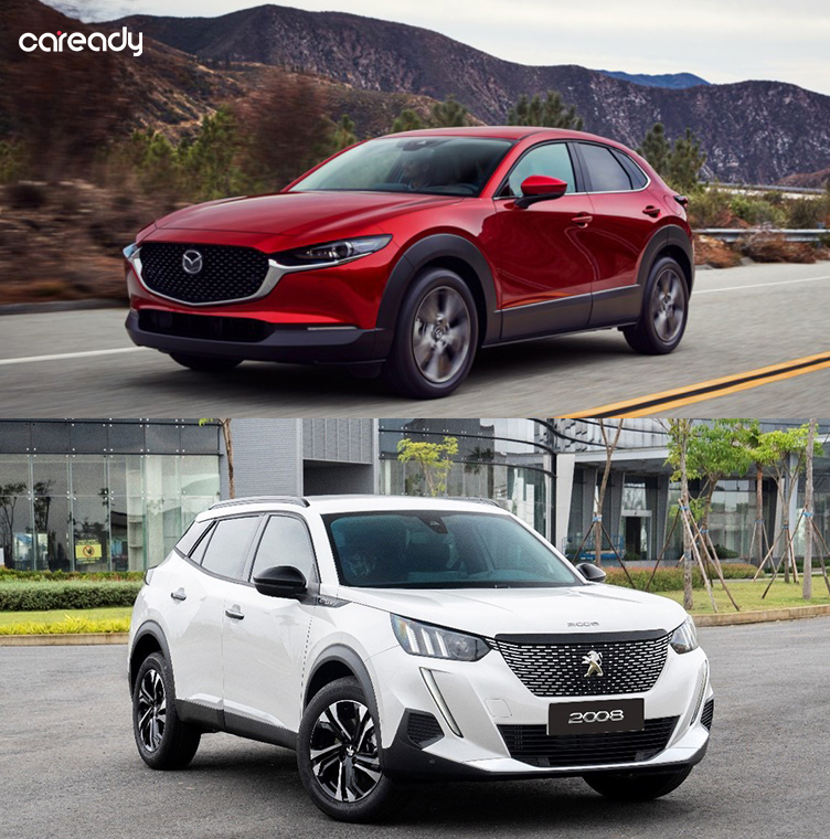 So sánh thiết kế đầu xe Mazda CX-30 và Peuget 2008