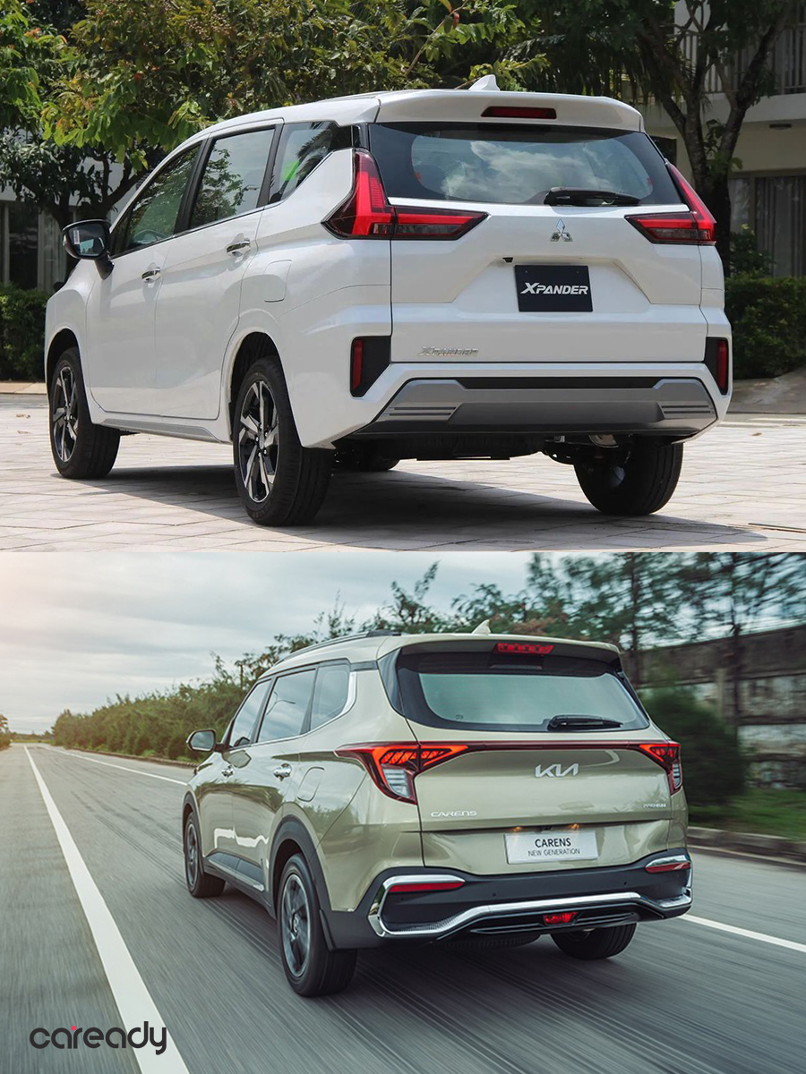 So sánh thiết kế đuôi xe Mitsubishi Xpander và Kia Carens