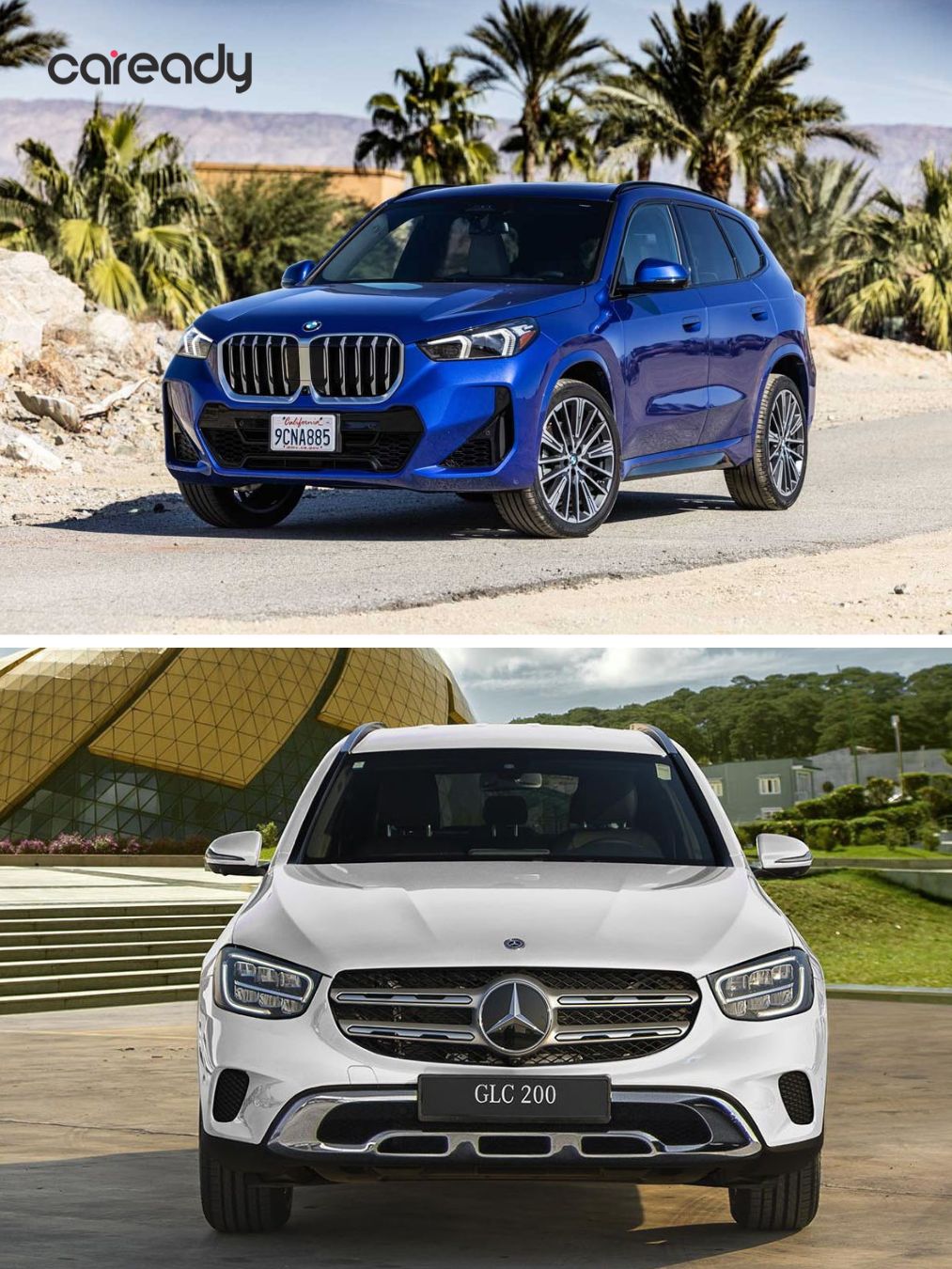 So sánh thiết kế đầu xe BMW X1 và Mercedes GLC 200
