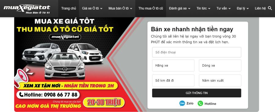 Website mua xe giá tốt